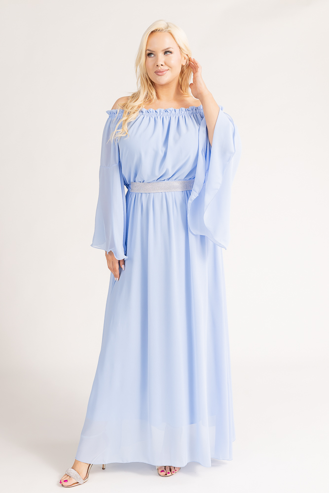 Błękitna Sukienka szyfonowa BELMISO