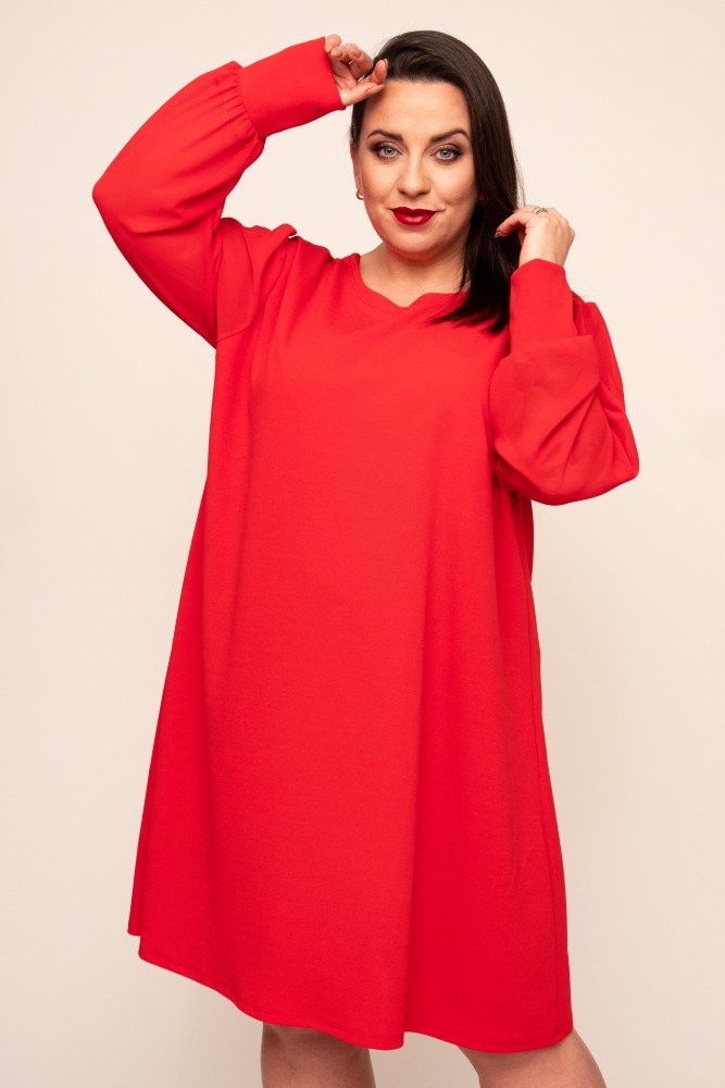  Czerwona Sukienka z kokardą KORDIA