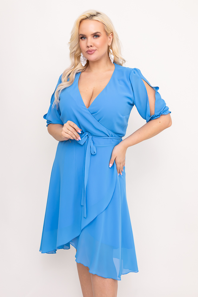 Błękitna Sukienka szyfonowa PEGIO