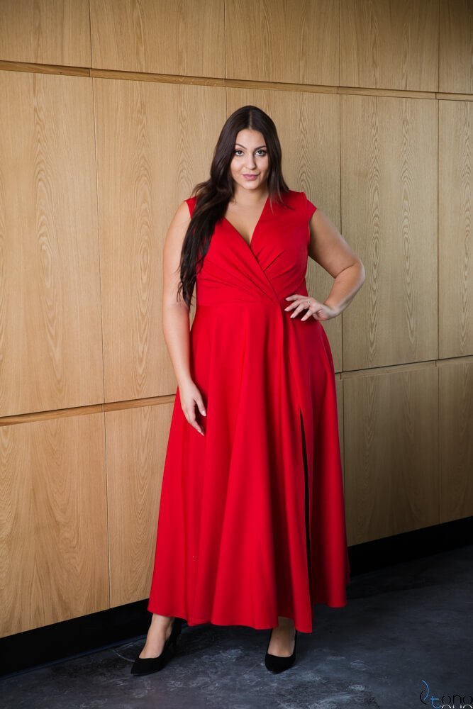 Czerwona Sukienka LOREDANA Plus Size